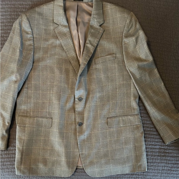 Andrew Fezza Two Button Gray Check Windowpane Sport Coat Blazer Size 50 L - Picture 2 of 8